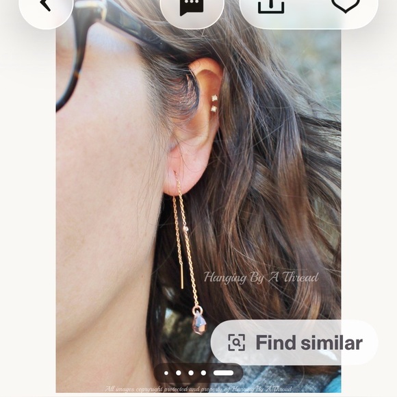 Raw ruby threader earrings - Picture 2 of 2